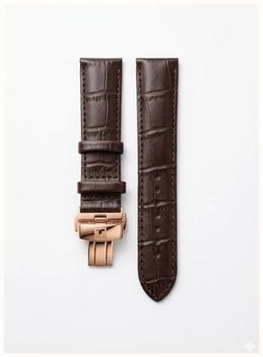 Tissot Braunes Leder mit Alligatorprägung / Faltschließe aus Roségold, 20 mm T610031949