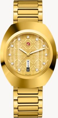 RADO Diastar originele automatische diamanten (38 mm) gouden mozaïek wijzerplaat / verguld roestvrijstalen armband R12161263