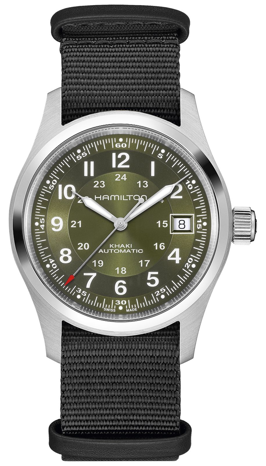 Hamilton Khaki Field Automatic (38 mm), cadran vert soleill montre