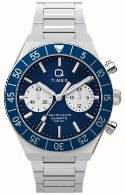 Timex Часы Qtimex Continental Chronograph (40 мм), синий циферблат / браслет из нержавеющей стали. TW2Y55900