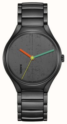 RADO True round x les couleurs le corbusier automático (40 mm) esfera gris / brazalete de cerámica de alta tecnología R27111162