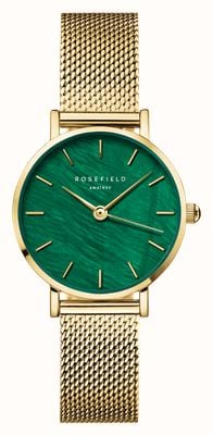 Rosefield Mała edycja (26 mm) z zieloną tarczą z masy perłowej / pozłacaną bransoletą ze stali nierdzewnej SEEGMG-SE72