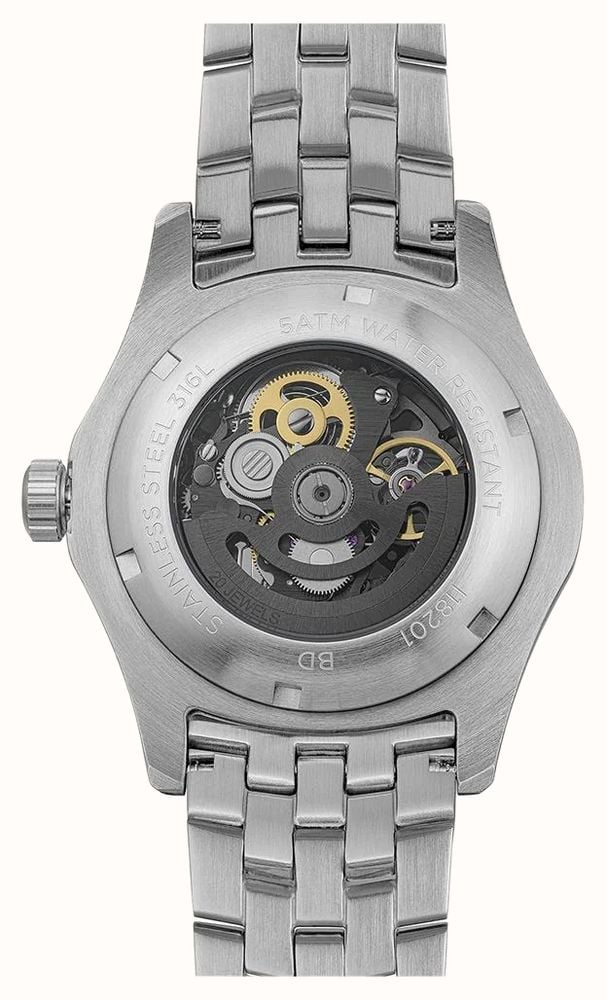 Ingersoll THE WHISTLE Automatic (43mm) Black Skeleton Dial / Stainless Steel Bracelet I18201 - vista alternativa 4