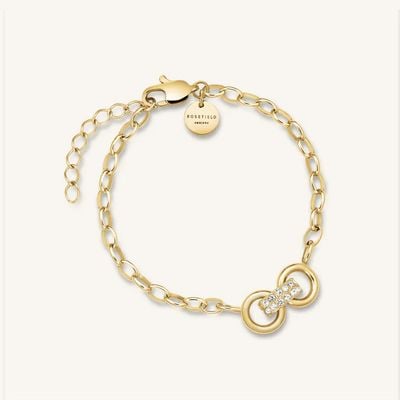 Rosefield Jewellery Ladoes Bow Link Studs Bracelet Gold plated JBBSG-J899