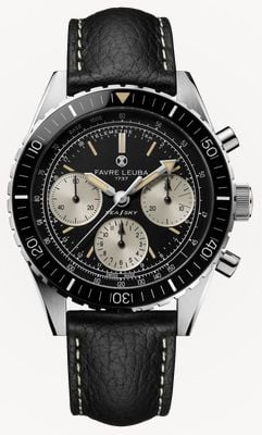 Favre Leuba Sea Sky Revival Automatik-Chronograph (40 mm), schwarzes Zifferblatt / schwarzes Lederarmband 00.20212.112.01.101