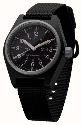 Marathon Quartz noir à usage général (gpq) | gouvernement américain | bracelet en nylon balistique noir WW194004BK-0901