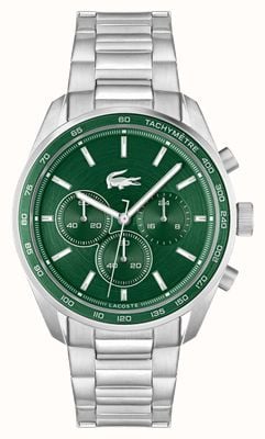 Lacoste Heren Boston (42 mm) groene chronograaf wijzerplaat / roestvrijstalen armband 2011346
