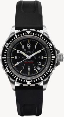 Marathon Gsar Großer Automatik-Taucheruhr (41mm) schwarzes Zifferblatt / schwarzes Silikonarmband WW194006SS-0130