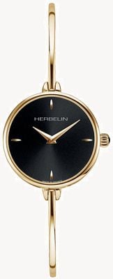 Herbelin Orologio Fil donna con quadrante nero, placcatura PVD dorata e bracciale rigido 17206BP14-ex display