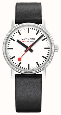Mondaine Evo2 (35mm) mostrador branco / pulseira de couro preto vegano MSE.35110.LBV