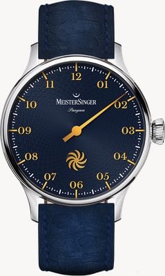 MeisterSinger Pangaea Automatik (40 mm) tiefblaues Fermata-Zifferblatt / dunkelblaues Lederarmband PDS917G-SF04