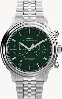 Timex Waterbury Metropolitan Chronograph (41mm) Green Dial / Stainless Steel Bracelet TW2Y23600