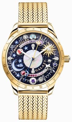 Thomas Sabo Damski zegarek Cosmic (33 mm) z niebieską tarczą Celestial / bransoletą ze stali nierdzewnej w kolorze złotym WA0403-264-207-33