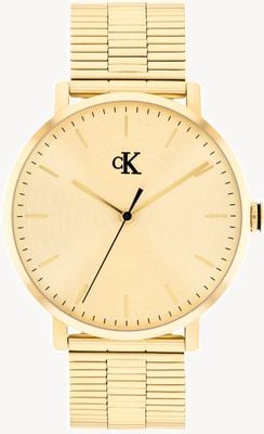 Calvin Klein Ck real tre lancette al quarzo (42 mm) quadrante oro / bracciale in acciaio inossidabile pvd oro 25200549