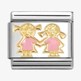 Nomination Classic Pink Sisters 18ct Gold Charm 030272/91