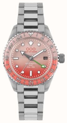 Out Of Order Mostrador automático Paloma GMT (40 mm) rosa / pulseira em aço inoxidável ultra escovado OOO.001-25.PA.BAND.SS