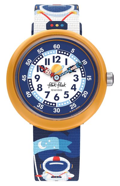 Flik Flak Astrodreams (31,85 mm) cadran blanc et bleu / montre
