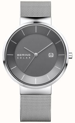 Bering Men's Solar Watch, Silver Case, Stainless Steel Mesh Strap 14639-309