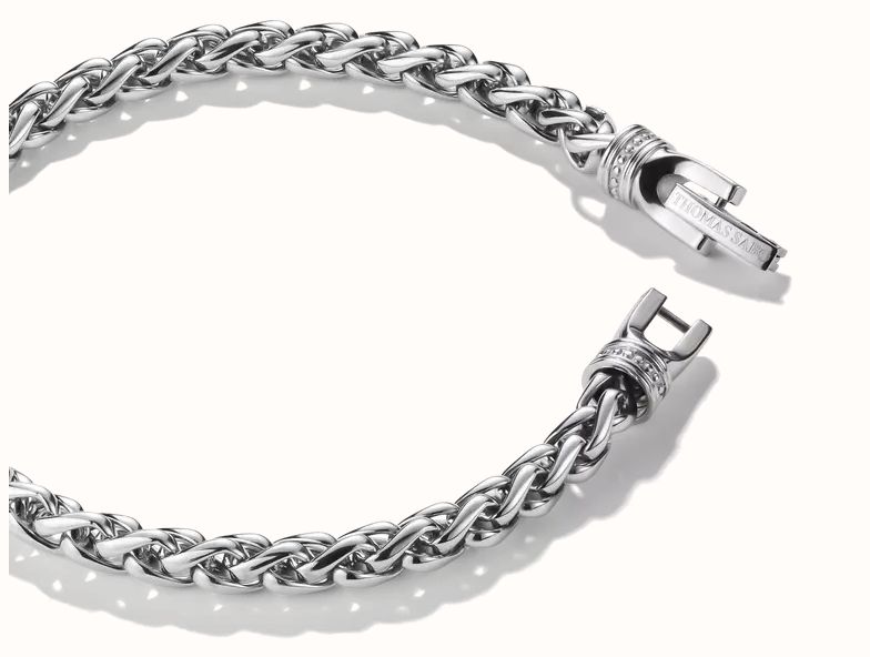 Thomas Sabo Thomas Sabo Rebel at Heart Men's 5mm Stainless Steel Braided Rope Bracelet A2257-S01-53-L20V - alternatieve weergave 2