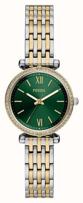 Fossil Carlie feminino (28 mm) mostrador verde / pulseira de aço inoxidável bicolor ES5439