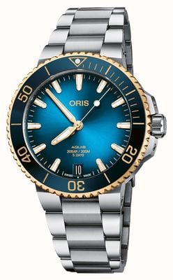 ORIS Aquis Date Bi-Colour Calibre 400 Automatic (41.5mm) Blue Dial / Stainless Steel Bracelet 01 400 7769 6355-07 8 22 09PEB