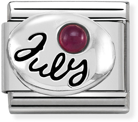 Nomination Classic July Birthstone Ruby Sterling Silver & Steel Charm 330505/07