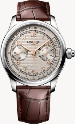 LONGINES Master Collection Chrono Monopusher (41mm) Ivory "barleycorn" Dial / Brown Leather Strap L29604782