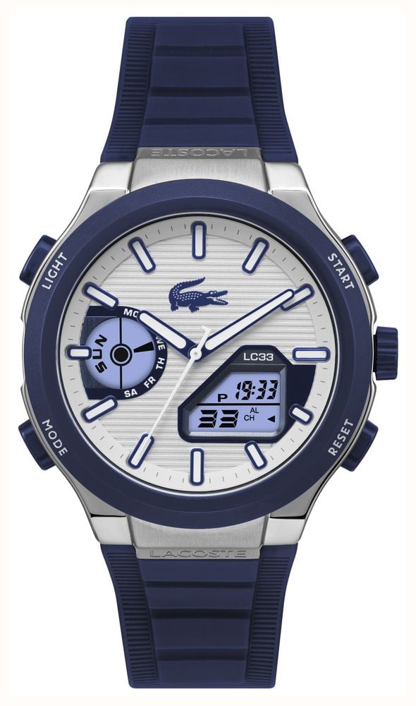 Lacoste Lc33 Dual-Display Multifunction Silver Dial Blue Silicone Strap Watch 2011515 - widok alternatywny 2