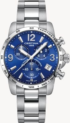 Certina DS Podium Chronograph 1/10 sec Chronograph (41mm) Blue Dial / Stainless Steel Bracelet C0344171104700