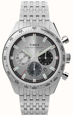 Timex Waterbury Traditional Chronograph (41mm) Silver Sunray Dial / Stainless Steel Bracelet TW2Y18700