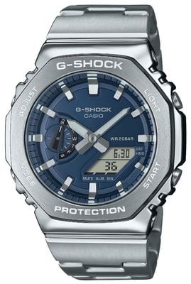 Casio G-shock metalen (44,4 mm) blauwe hybride wijzerplaat / roestvrijstalen band GM-2110D-2BER