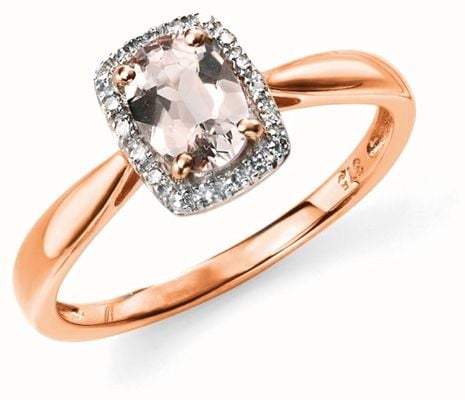 Elements Gold 9ct Rose Gold  Diamond And Pink Morganite Ring Size EU 58 (UK Q 1/2) GR517P 58