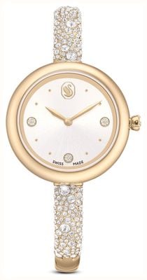 Swarovski Sublima bangle (28 mm) zilverkleurige wijzerplaat met zonnestraalmotief / roestvrijstalen armband met kristallen 5734635