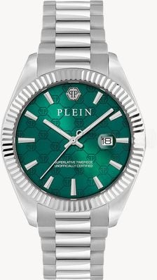 Philipp Plein DATE SUPERLATIVE Quartz (41mm) Green Sunray Dial / Stainless Steel Bracelet PWDHA0126