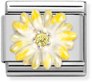 Nomination Classic Yellow Flower Link Steel, Sterling Silver And Enamel 330321/04
