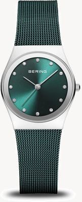 Bering Klassisch | grünes Zifferblatt | Mesh-Armband aus grünem PVD-Stahl 12927-808