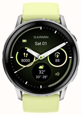 Garmin Venu 4 - AMOLED Health and Fitness Smartwatch (45mm) Silver With Citron Silicone Band 010-03014-02