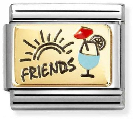 Nomination Classic PLATES In Steel, Enamel And Bonded Yellow Gold Friends With Cocktails Charm 030289/08
