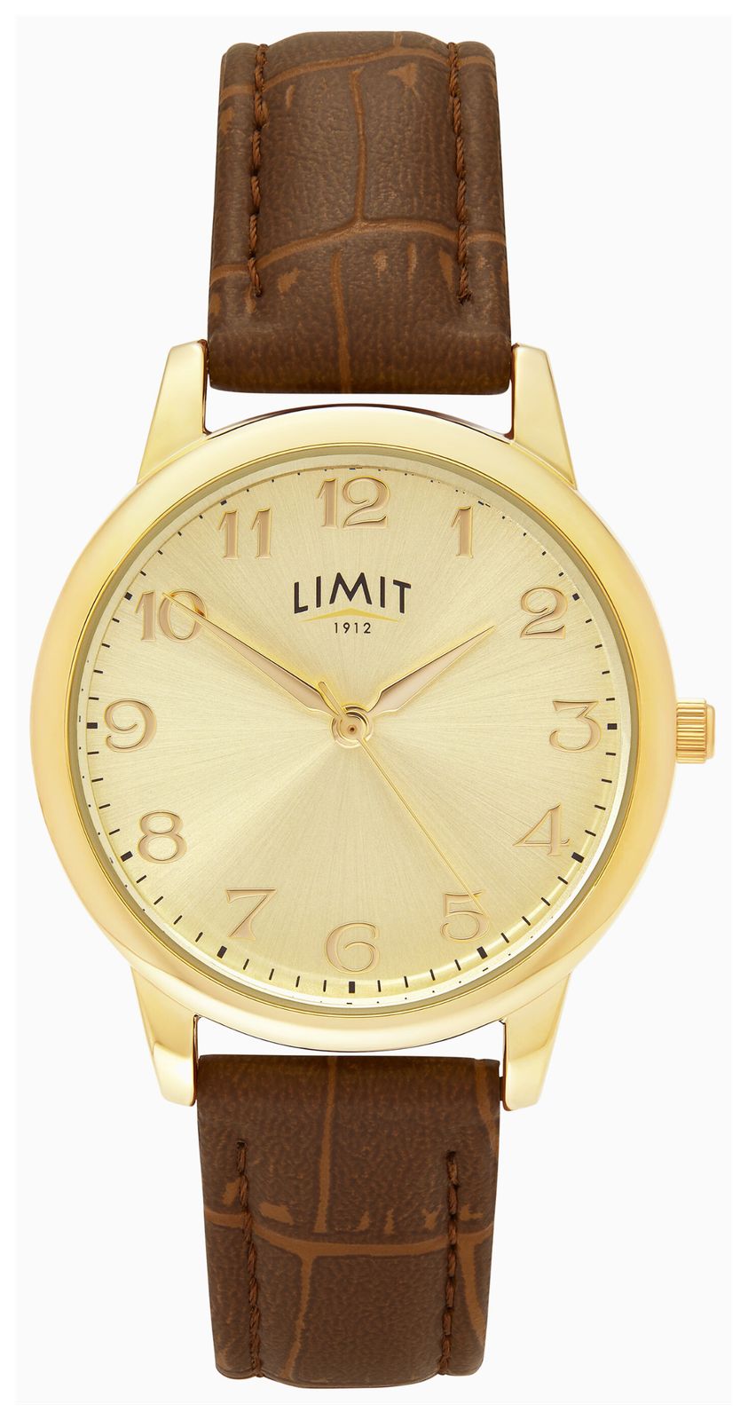 Limit Classic Quartz (34mm) Gold Dial / Brown Croc Grain PU Watch-image-214296