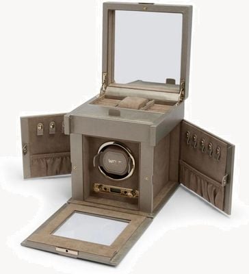 WOLF Palermo Single Watch Winder with storage | Pewter 213778