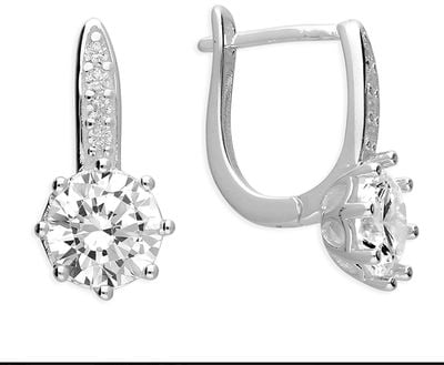 CME Leicester Limited Silver CZ Huggie Hoop With 6 Mm Claw Set. H6240/S