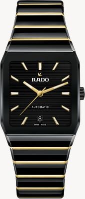 RADO Anatom Automatik (32,5 mm) schwarzes Zifferblatt / schwarze Hightech-Keramik & goldfarbenes PVD-Edelstahlarmband R10200152
