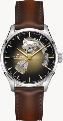 Hamilton Jazzmaster open-heart automatico (40 mm) quadrante sfumato oro / cinturino in pelle marrone H32675501