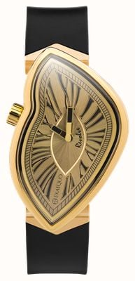 Exaequo Melting Watch Revolve IP żółte złoto (33 mm) złota tarcza / czarny silikonowy pasek EX 0032.0003