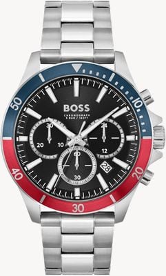 BOSS Troper (45 mm) esfera negra / pulsera de acero inoxidable reloj de exposición 1514108 EX-DISPLAY