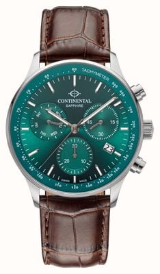 Continental Aviation Chronograph (43mm) Green Dial / Brown Leather Strap 22001-GC156950