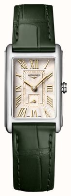 LONGINES DolceVita Quartz (20.8mm) Ivory Gilt "Flinqué" Dial / Olive Green Alligator Strap L52554082