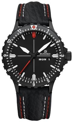 Damasko DK44 Day/Date Automatic TOP (40mm) Black Dial / Black Leather Double-Stitch Strap DK44 BLACK