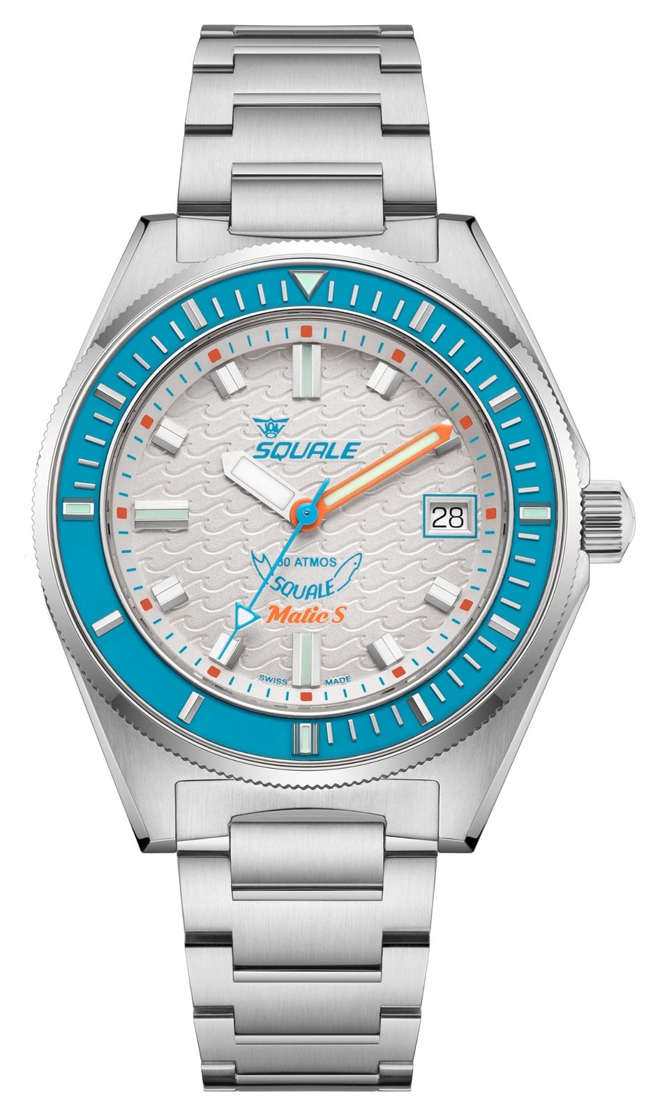 Squale Matic S Automatic 39mm White WavePattern Dial  Watch