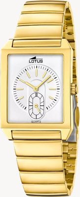 Lotus Square Series Small-Seconds Quartz (33.5mm) Silver Dial / Gold PVD Stainless Steel Bracelet 19077/1